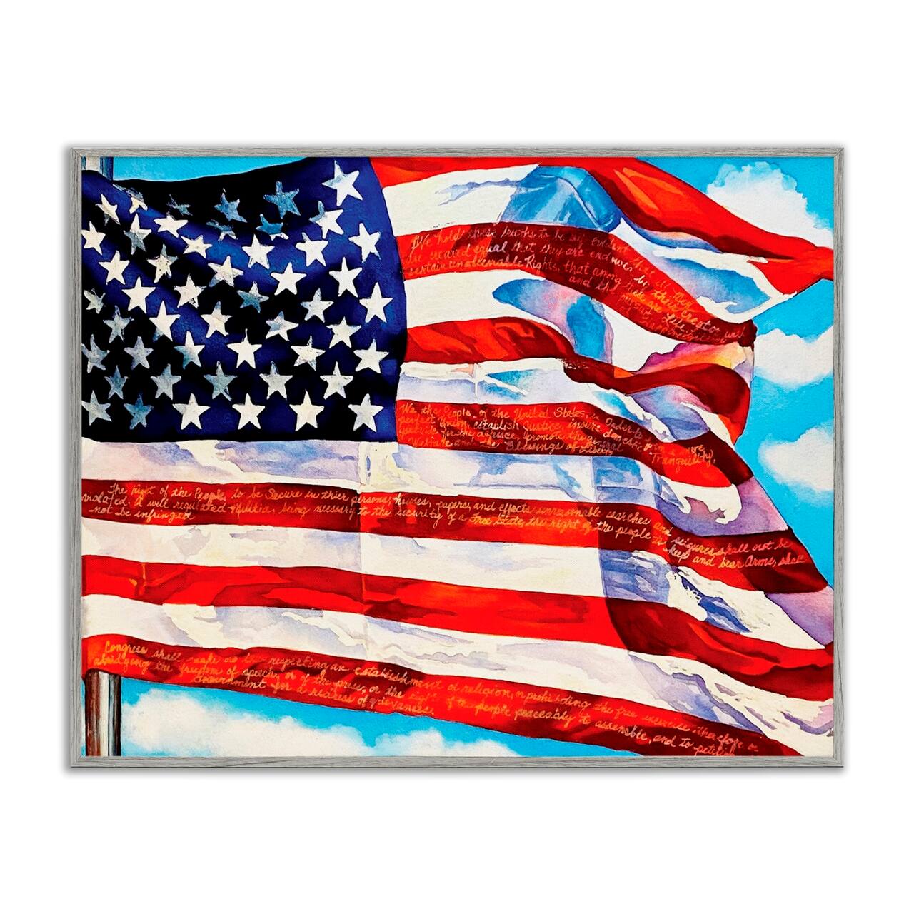 Stupell Industries Windblown American Flag Framed Giclee Art